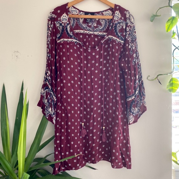 Angie Tops - Angie burgundy boho tunic